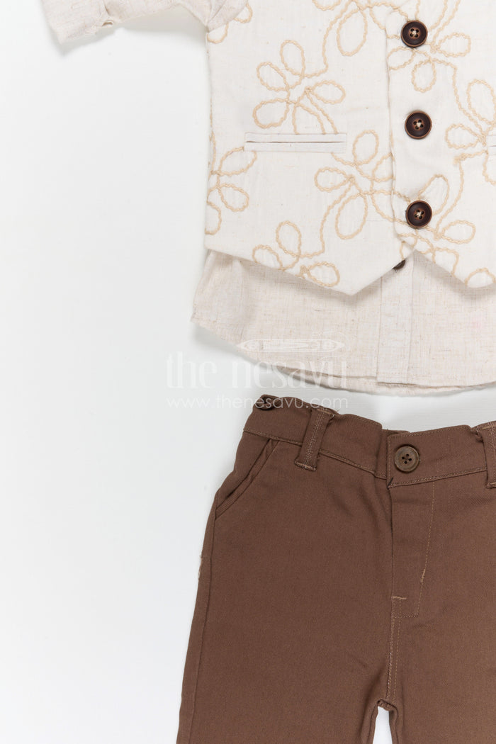 The Nesavu Boys Jacket Sets Boys Party Wear Jacket Set for Birthdays and Family Celebrations Nesavu Nesavu boys cotton embroidered jacket set for birthday parties festive celebrations and family occasions
