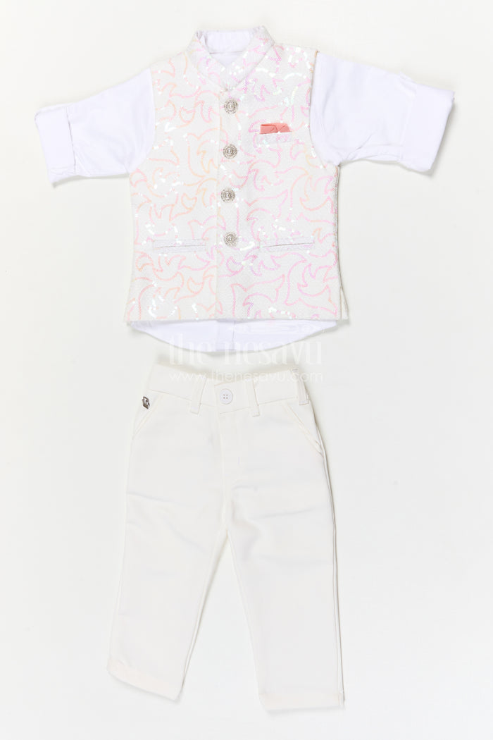 The Nesavu Boys Jacket Sets Boys Party Wear Jacket Set for Weddings and Special Occasions Nesavu Nesavu boys party wear jacket set for weddings and special occasions with sequin embroidery and formal style
