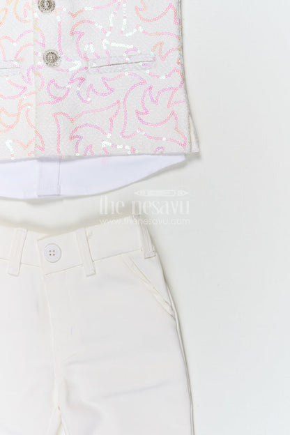 The Nesavu Boys Jacket Sets Boys Party Wear Jacket Set for Weddings and Special Occasions Nesavu Nesavu boys party wear jacket set for weddings and special occasions with sequin embroidery and formal style