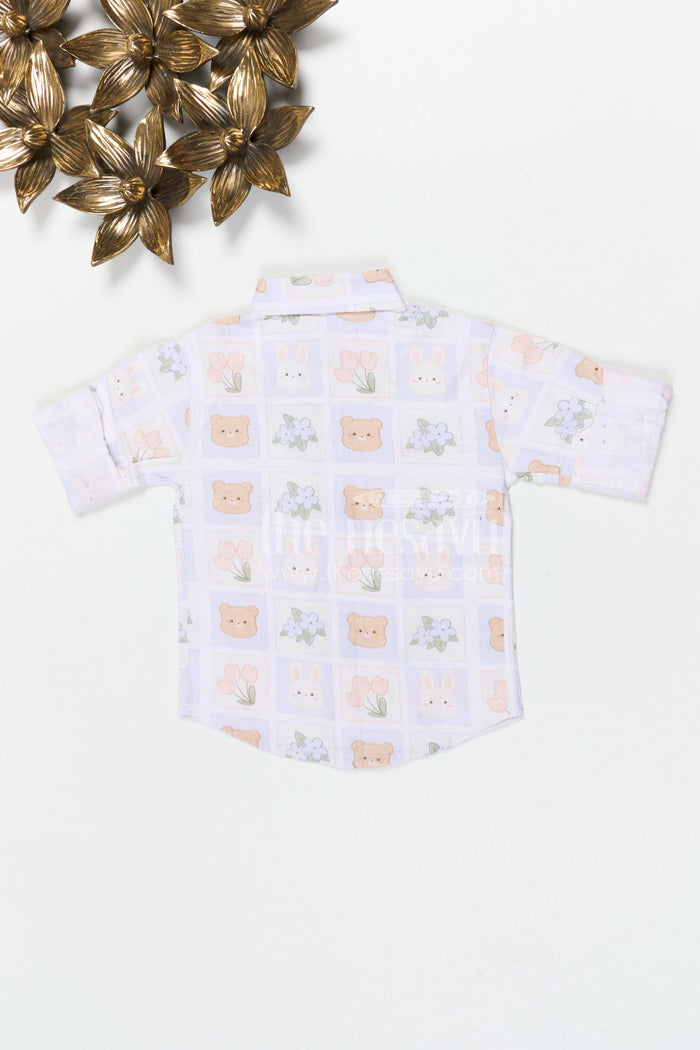 The Nesavu Boys Cotton Shirt Boys Playful Animal Print Cotton Shirt for Casual Outings and Everyday Comfort Nesavu Nesavu boys cotton animal print shirt for casual outings playdates and everyday kids wear