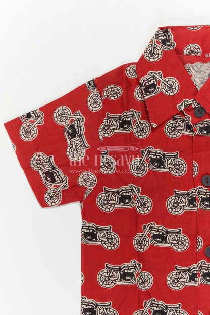 The Nesavu Boys Casual Set Boys Printed Co Ord Dress for Casual Outings and Everyday Wear Nesavu Nesavu Boys Cotton Co Ord Set For Casual Wear With Digital Print Shirt And Shorts Everyday Outfit