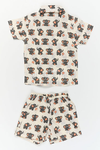 The Nesavu Boys Casual Set Boys Printed Co Ord Set for Casual Wear and Daily Outings Nesavu Nesavu Boys Cotton Co Ord Set For Casual Wear With Digital Print Shirt And Shorts Everyday Outfit