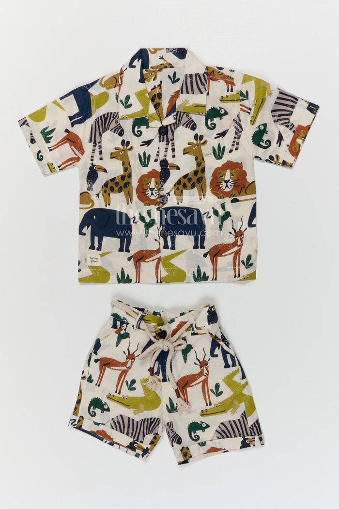 The Nesavu Boys Jacket Sets Boys Printed Co Ord Set for Playtime and Casual Outings Nesavu Nesavu boys cotton printed co ord set for playtime and casual outings with breathable fabric and fun design