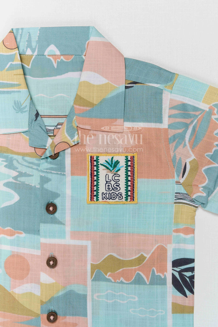 The Nesavu Boys Casual Set Boys Printed Co Ord Set for Vacations and Casual Outings Nesavu Nesavu boys printed co ord set for vacations and casual outings with breathable cotton and playful design