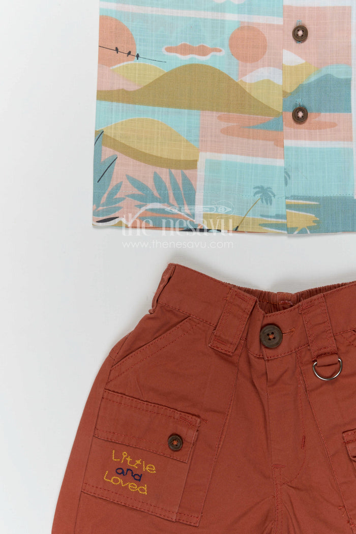 The Nesavu Boys Casual Set Boys Printed Co Ord Set for Vacations and Casual Outings Nesavu Nesavu boys printed co ord set for vacations and casual outings with breathable cotton and playful design
