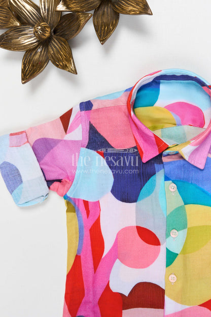 The Nesavu Boys Cotton Shirt Boys Printed Cotton Shirt for Festive Outings and Special Occasions Nesavu Nesavu boys printed cotton shirt for festive outings muslin cotton digital print kids shirt