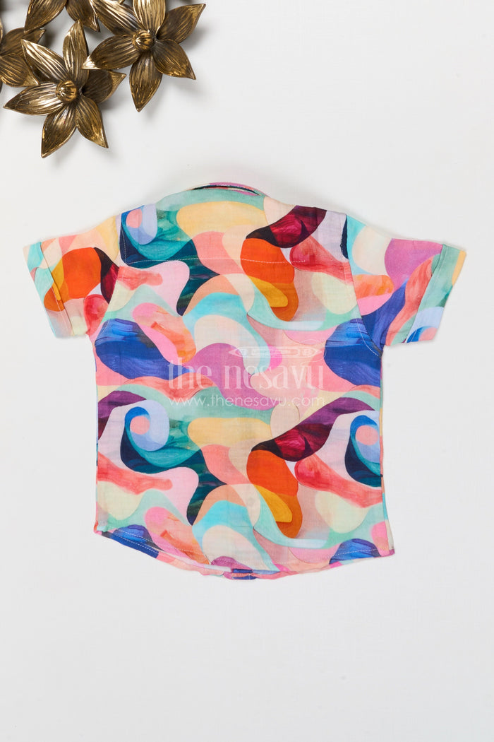 The Nesavu Boys Cotton Shirt Boys Printed Cotton Shirt for Summer Outings and Casual Wear Nesavu Nesavu boys printed cotton shirt for summer outings breathable muslin cotton digital print shirt