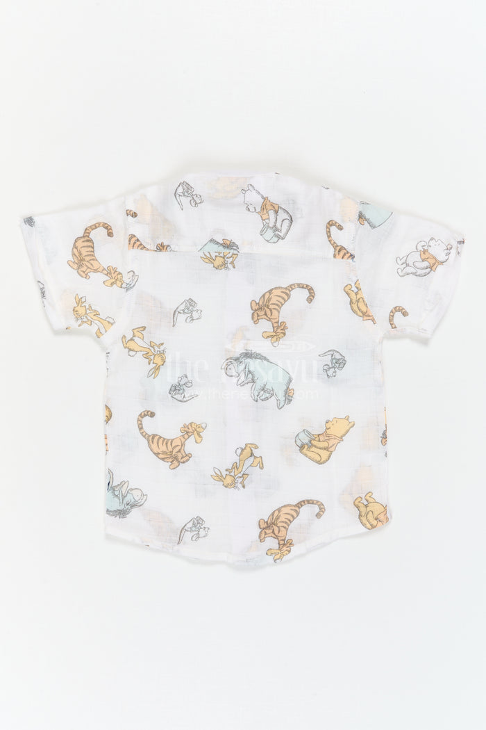 The Nesavu Boys Cotton Shirt Boys Printed Cotton Shirt for Vacations and Playful Outings Nesavu Nesavu Boys Muslin Cotton Printed Shirt For Vacations And Playful Outings