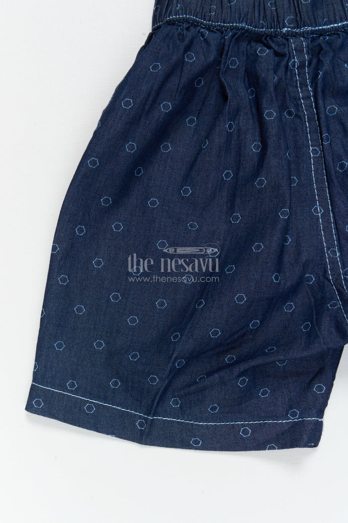 The Nesavu Boys Shorts Boys Printed Cotton Shorts for Playful Outdoor Adventures Nesavu 16 (1Y) / Blue / Cotton BWS073A-16 Nesavu printed boys cotton shorts with elastic waist – perfect for outdoor play and casual dressing