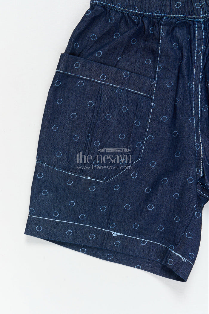The Nesavu Boys Shorts Boys Printed Cotton Shorts for Playful Outdoor Adventures Nesavu 16 (1Y) / Blue / Cotton BWS073A-16 Nesavu printed boys cotton shorts with elastic waist – perfect for outdoor play and casual dressing