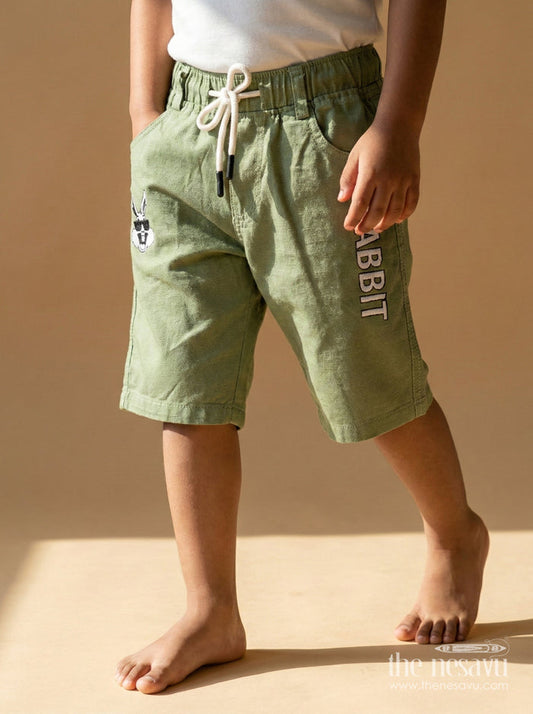 The Nesavu Boys Shorts Boys Printed Cotton Shorts with Playful Design and Drawstring Waist Nesavu 14 (6M) / Green / Cotton BWS066F-14 Printed cotton boys shorts with elastic fit and graphic design
