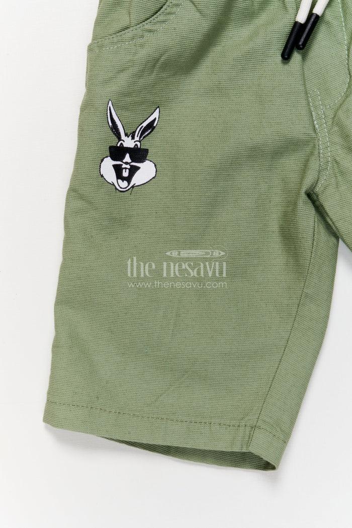 The Nesavu Boys Shorts Boys Printed Cotton Shorts with Playful Design and Drawstring Waist Nesavu Printed cotton boys shorts with elastic fit and graphic design