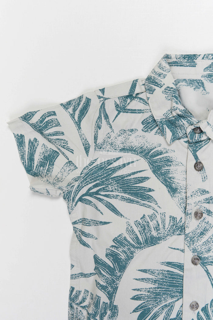 The Nesavu Boys Casual Set Boys Printed Shirt and Shorts Set for Holiday Wear Nesavu Nesavu Boys Printed Cotton Shirt And Shorts Set For Holidays Summer Outings And Casual Events
