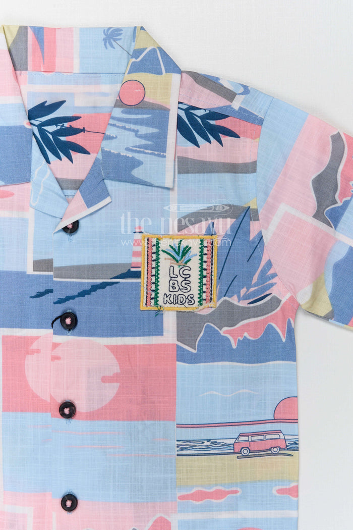 The Nesavu Boys Casual Set Boys Printed Shirt and Shorts Set for Vacations and Casual Wear Nesavu Nesavu boys printed shirt and shorts set for vacations and casual wear with breathable cotton and playful design