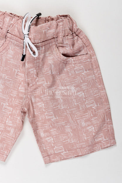 The Nesavu Boys Shorts Boys Printed Shorts in Soft Cotton with Artistic Digital Pattern and Adjustable Waist Nesavu Nesavu Boys Printed Cotton Shorts Digital Design Soft Elastic Waistband