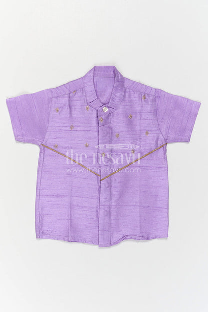 The Nesavu Boys Silk Shirt Boys Raw Silk Party Shirt for Traditional Events and Celebrations Nesavu Nesavu Boys Raw Silk Party Shirt For Festive Wear And Traditional Functions Short Sleeve Outfit