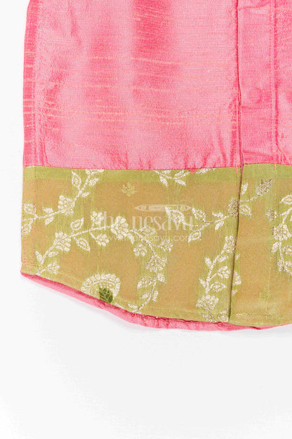 The Nesavu Boys Silk Shirt Boys Raw Silk Shirt for Festive Family Functions and Cultural Celebrations Nesavu Nesavu Boys Raw Silk Shirt With Woven Floral Border For Festive And Traditional Occasions