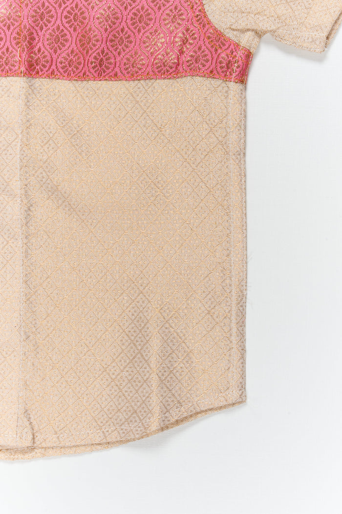 The Nesavu Boys Silk Shirt Boys Silk Shirt with Banarasi Yoke for Festive and Wedding Functions Nesavu Nesavu boys cotton tissue silk shirt with Banarasi yoke patch for weddings and traditional occasions