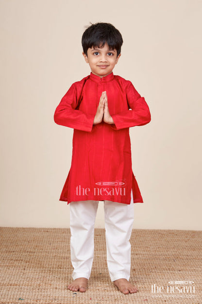 The Nesavu Boys Kurtha Set Boys Silk Blend Kurta Set for Diwali and Festive Wear Nesavu Nesavu boys blend silk kurta churidar set Diwali poojas festive celebrations