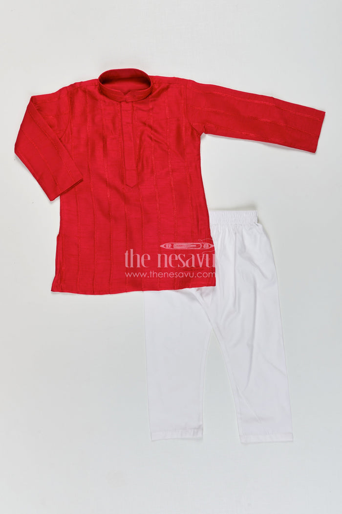 The Nesavu Boys Kurtha Set Boys silk blend kurta set for Diwali and festive wear Nesavu Nesavu boys blend silk kurta churidar set Diwali poojas festive celebrations