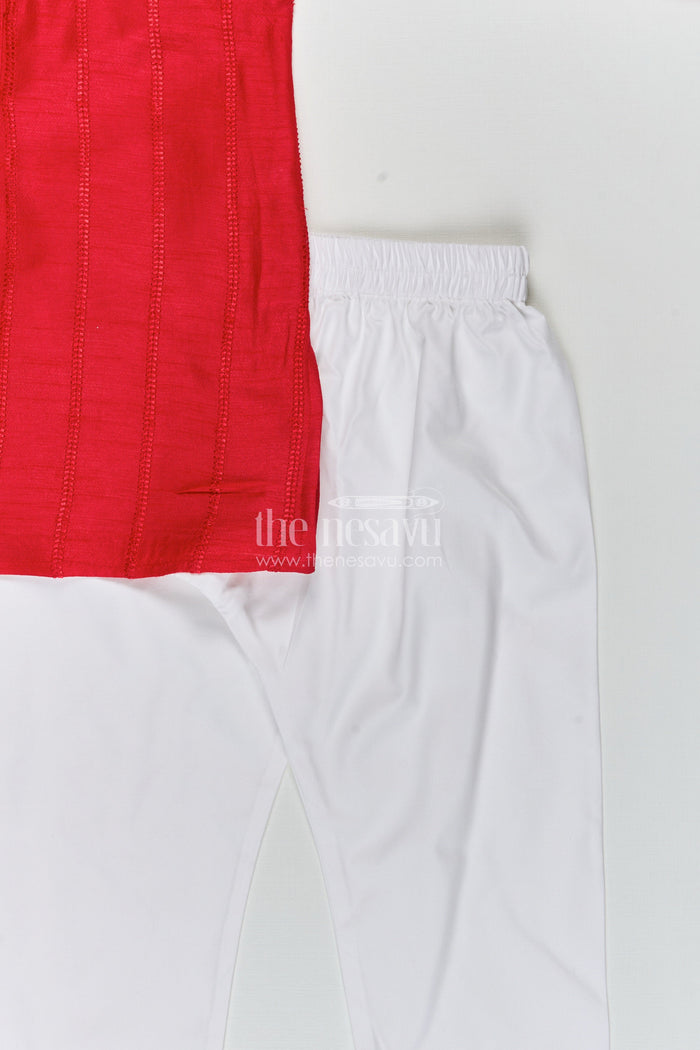 The Nesavu Boys Kurtha Set Boys silk blend kurta set for Diwali and festive wear Nesavu Nesavu boys blend silk kurta churidar set Diwali poojas festive celebrations