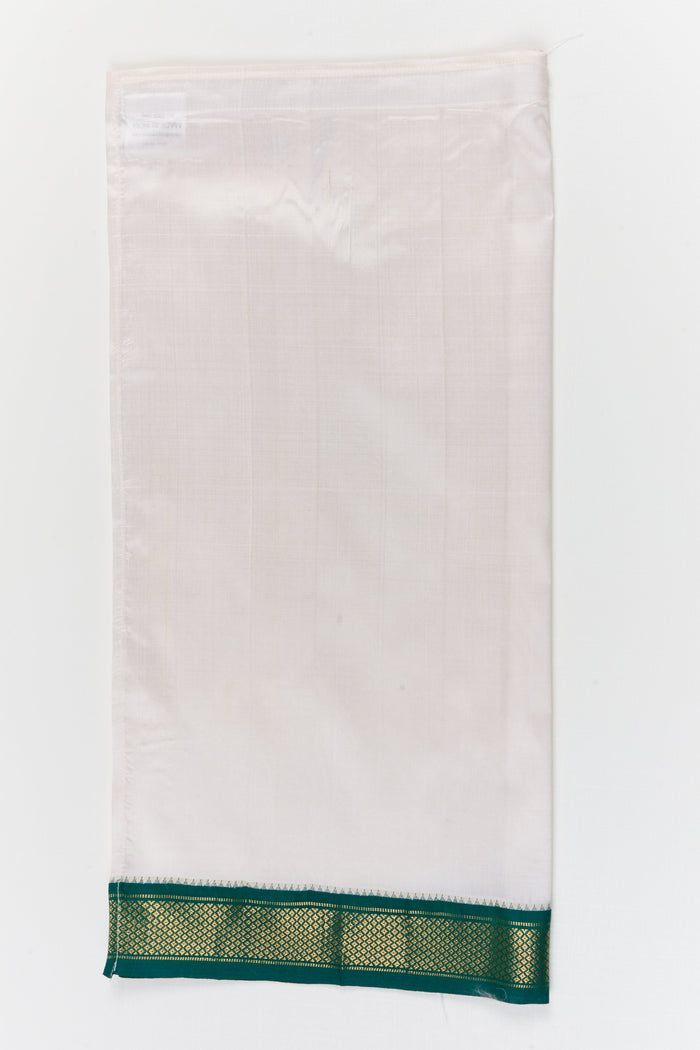 The Nesavu Pure Silk Vesti Boys Silk Dhoti for Cultural Programs and Festive Rituals Nesavu Nesavu boys silk dhoti with contrast border for school ethnic day, cultural wear and poojas