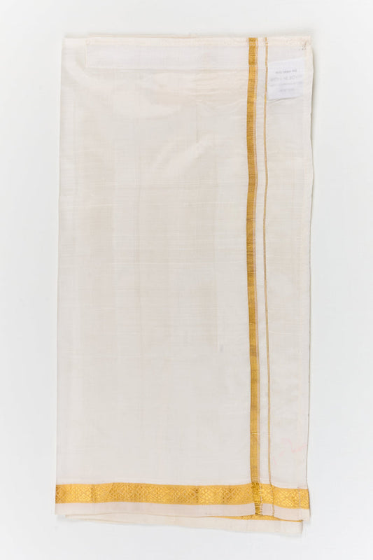 The Nesavu Pure Silk Vesti Boys Silk Dhoti Set for Weddings and Traditional Family Occasions Nesavu 16 (1Y) / White / Pure Silk D066A-16 Nesavu boys silk dhoti set for weddings, receptions and traditional milestone celebrations