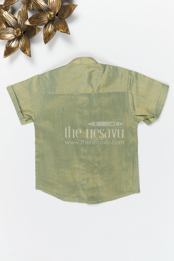 The Nesavu Boys Silk Shirt Boys Silk Shirt for Festive and Traditional Occasions Nesavu Nesavu boys tissue silk festive shirt with woven front detail