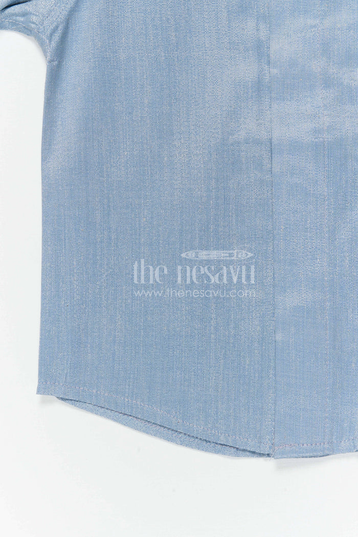 The Nesavu Boys Silk Shirt Boys Silk Shirt for Festive Gatherings and Special Occasions Nesavu Nesavu boys tissue silk ethnic shirt with embroidery detail