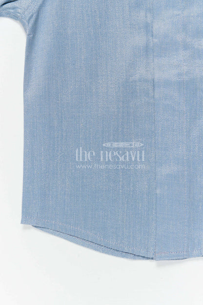 The Nesavu Boys Silk Shirt Boys Silk Shirt for Festive Gatherings and Special Occasions Nesavu Nesavu boys tissue silk ethnic shirt with embroidery detail