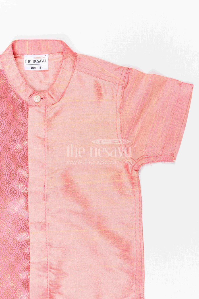 The Nesavu Boys Silk Shirt Boys Silk Shirt for Festive Weddings and Traditional Family Functions Nesavu Nesavu Boys Raw Silk Shirt With Jacquard Woven Panel For Weddings And Festive Occasions