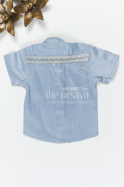 The Nesavu Boys Silk Shirt Boys Silk Shirt for Wedding and Festive Wear Nesavu Nesavu Boys Tissue Silk Shirt For Wedding Celebrations And Festive Traditional Occasions