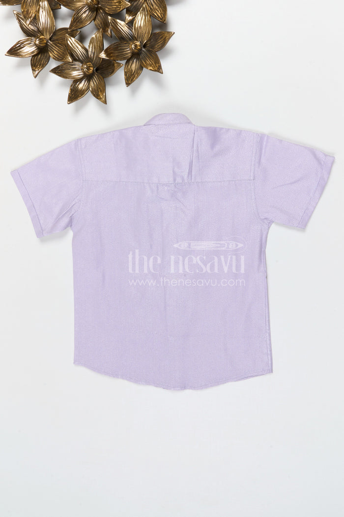 The Nesavu Boys Silk Shirt Boys Silk Shirt for Weddings and Cultural Events Nesavu Nesavu boys purple tissue silk shirt for festive wear