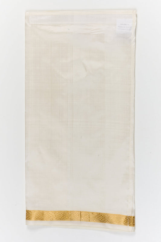 The Nesavu Boys Vesti Boys Silk Vesti for Festive Functions and Traditional Dressing Nesavu 14 (6M) / White / Silk D057A-14 Nesavu boys silk vesti with traditional zari pattern – ideal for weddings, rituals, and festive wear