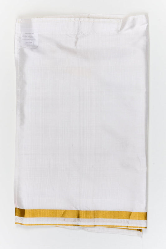 The Nesavu Boys Vesti Boys Silk Vesti for Temple Visits and Cultural Wear Nesavu 14 (6M) / White / Silk D050A-14 Nesavu boys silk vesti with traditional zari border – ideal for temples, poojas and ethnic occasions