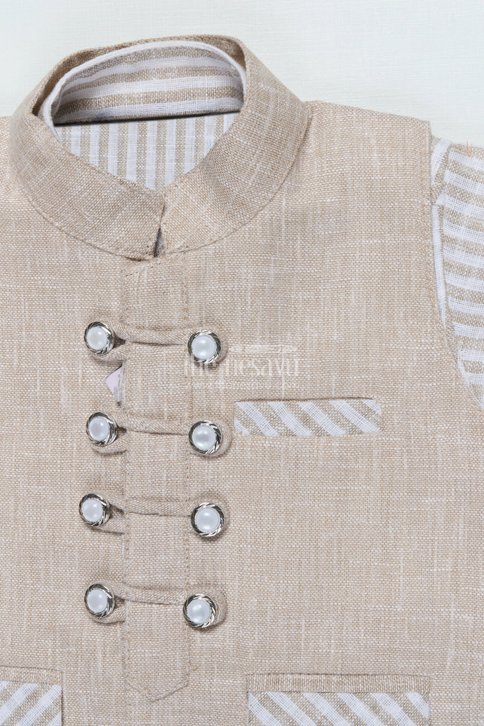 The Nesavu Boys Casual Set Boys Striped Casual Set for Festive Day Outs and Celebrations Nesavu Nesavu boys cotton stripe casual outfit set festive occasions