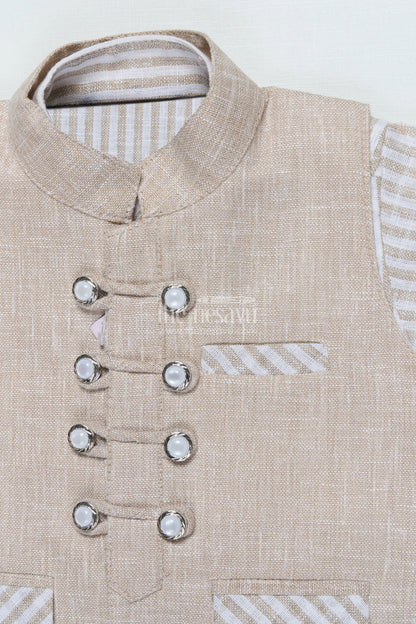 The Nesavu Boys Casual Set Boys Striped Casual Set for Festive Day Outs and Celebrations Nesavu Nesavu boys cotton stripe casual outfit set festive occasions