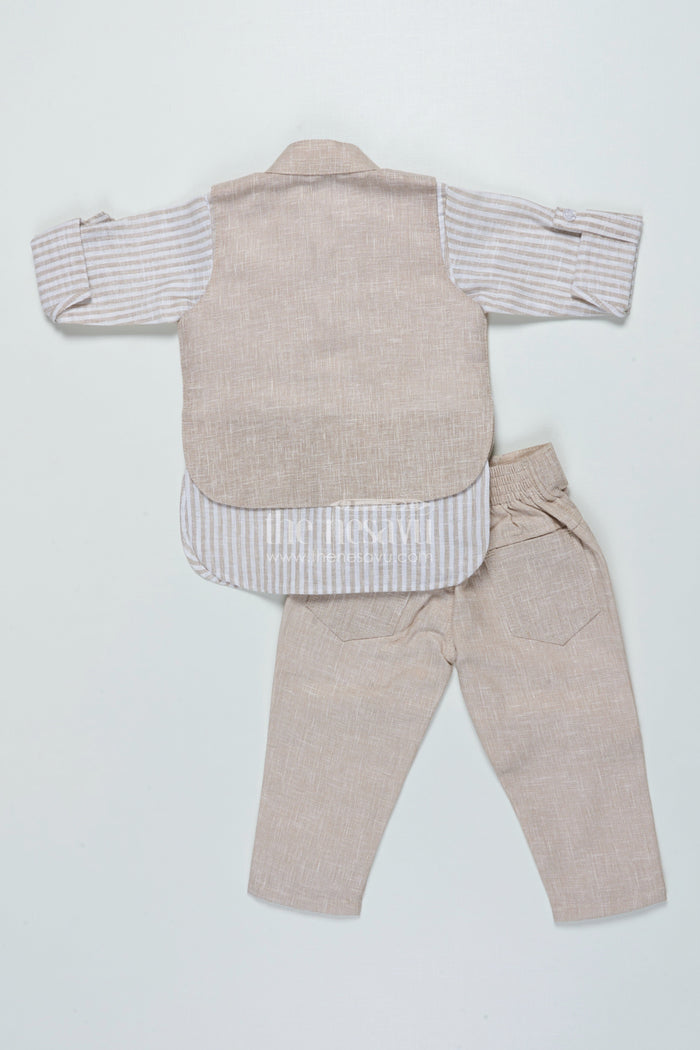 The Nesavu Boys Casual Set Boys Striped Casual Set for Festive Day Outs and Celebrations Nesavu Nesavu boys cotton stripe casual outfit set festive occasions