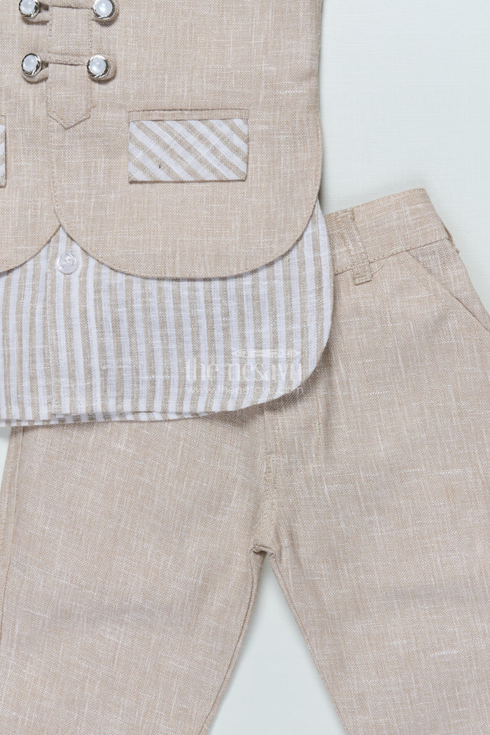 The Nesavu Boys Casual Set Boys Striped Casual Set for Festive Day Outs and Celebrations Nesavu Nesavu boys cotton stripe casual outfit set festive occasions