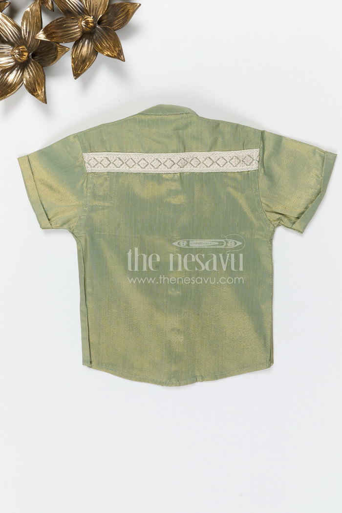 The Nesavu Boys Silk Shirt Boys Tissue Silk Shirt for Festive Occasions Nesavu Nesavu Boys Tissue Silk Shirt For Weddings Festivals And Traditional Family Functions
