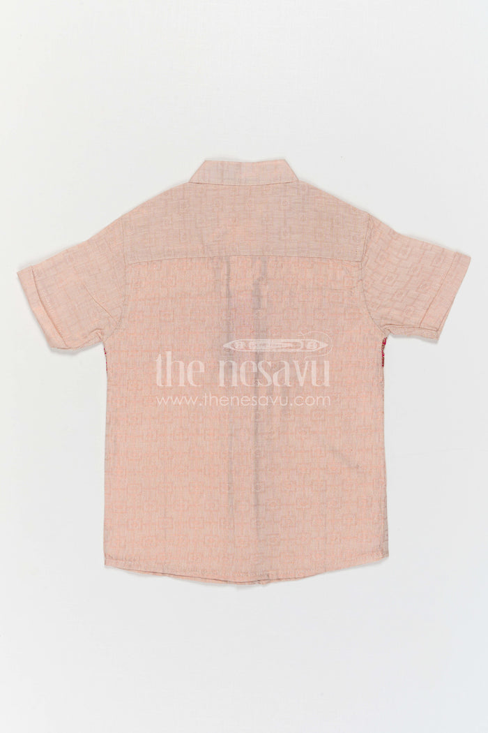 The Nesavu Boys Cotton Shirt Boys Traditional Cotton Shirt for Cultural Events and Festive Wear Nesavu Nesavu Boys Traditional Cotton Shirt With Baithani Border For Cultural Events And Festive Wear