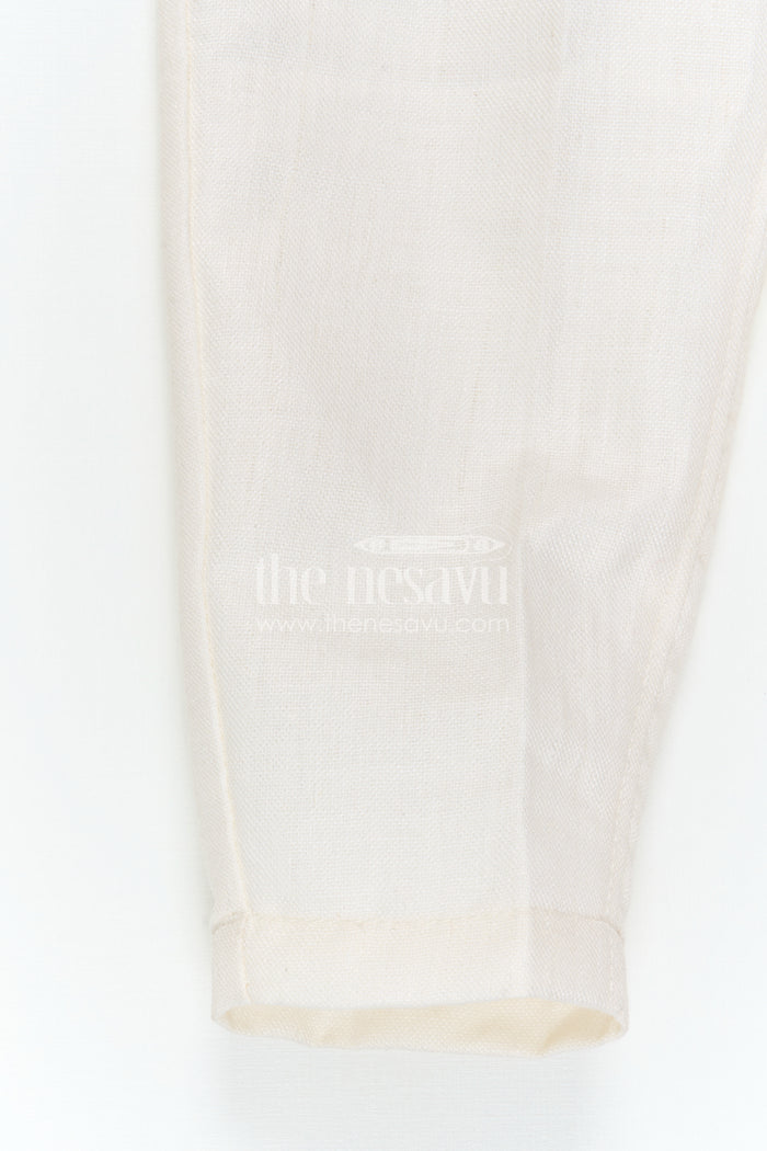 The Nesavu Boys Jacket Sets Boys Traditional Jacket Set for Weddings and Festive Occasions Nesavu Nesavu Boys Ethnic Jacket Set In White Viscose Silk With Thread Embroidery For Weddings And Festive Occasions