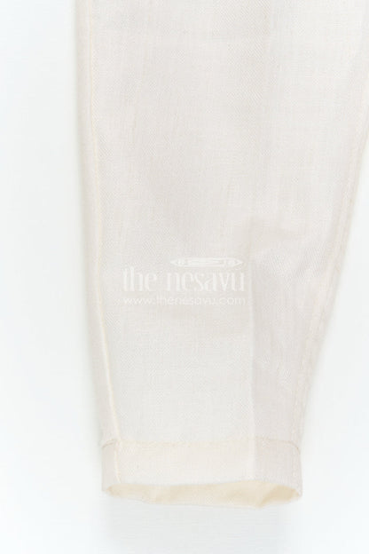 The Nesavu Boys Jacket Sets Boys Traditional Jacket Set for Weddings and Festive Occasions Nesavu Nesavu Boys Ethnic Jacket Set In White Viscose Silk With Thread Embroidery For Weddings And Festive Occasions
