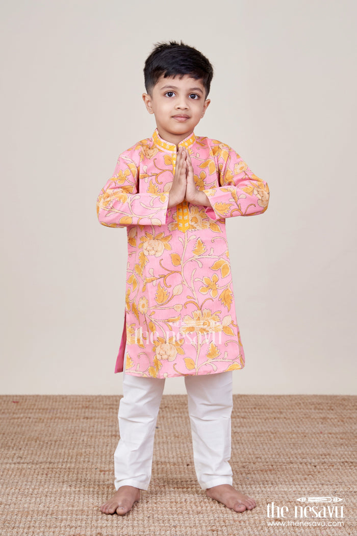The Nesavu Boys Kurtha Set Boys Traditional Kurta Set for Poojas, Temple Visits and Ethnic Events Nesavu Nesavu boys ethnic kurta pyjama set poojas festive occasions