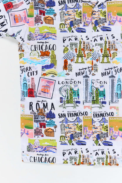 The Nesavu Boys Cotton Shirt Boys Travel Theme Printed Cotton Shirt for Holiday Outings and Casual Wear Nesavu Nesavu boys cotton travel print shirt for holidays casual outings and kids summer wear