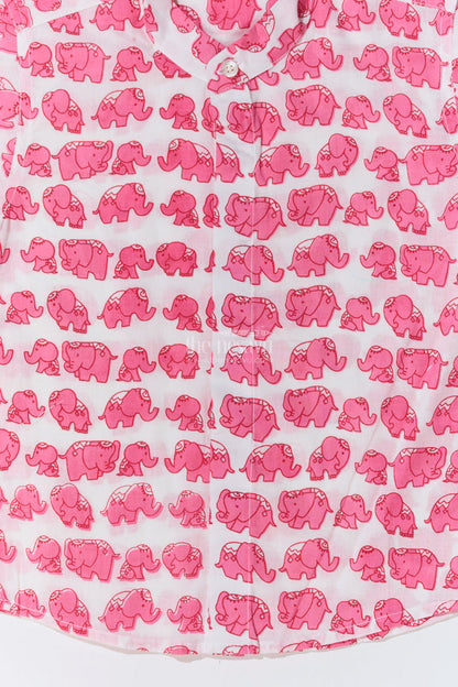 The Nesavu Boys Cotton Shirt Boys Trendy Cotton Shirts in Cotton Block Print with Cute Elephant Motif Nesavu Boys Trendy Cotton Shirt Cotton Block Print Playful Elephant Print | The Nesavu