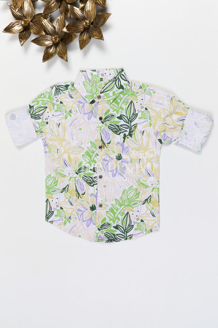 The Nesavu Boys Cotton Shirt Boys Tropical Print Cotton Shirt for Holiday Outings and Summer Casual Wear Nesavu 20 (3Y) / Multicolor / Cotton BS420A-20 Nesavu boys cotton tropical print shirt for holiday outings summer wear and casual kids fashion