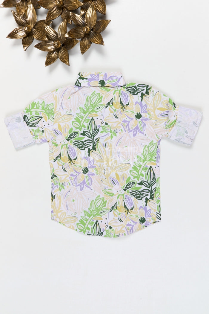 The Nesavu Boys Cotton Shirt Boys Tropical Print Cotton Shirt for Holiday Outings and Summer Casual Wear Nesavu Nesavu boys cotton tropical print shirt for holiday outings summer wear and casual kids fashion
