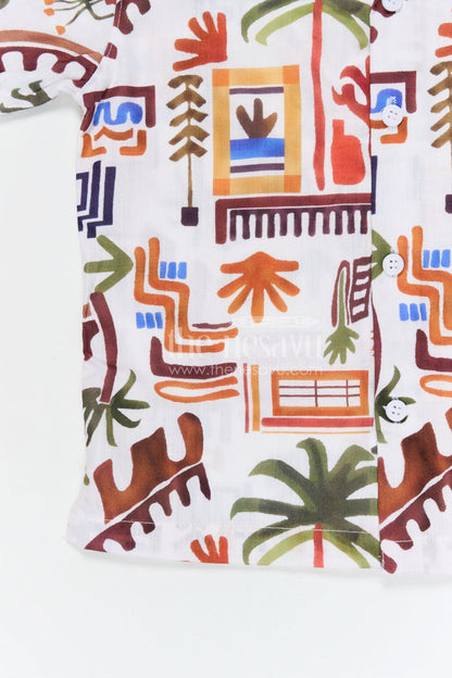 The Nesavu Boys Cotton Shirt Boys Tropical Vacation Print Cotton Shirt for Summer Outings and Holiday Wear Nesavu Nesavu boys cotton tropical vacation print shirt for summer outings and holiday wear
