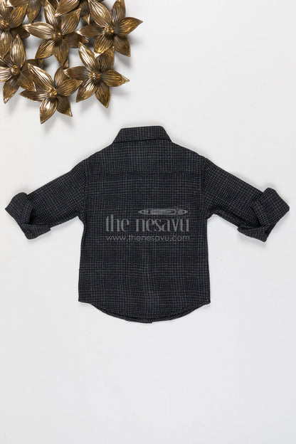 The Nesavu Boys Cotton Shirt Boys Tweed Cotton Shirt for Festive and Casual Wear Nesavu Nesavu Boys Tweed Cotton Shirt For Festive Occasions Casual Outings And Smart Styling